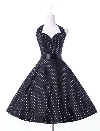 ‘Lulu’ 50’s style black & white polka dot swing dress | The Retro ...