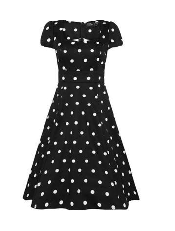 Claudia Flirty 50s Style Black White Polka Dot Dress 