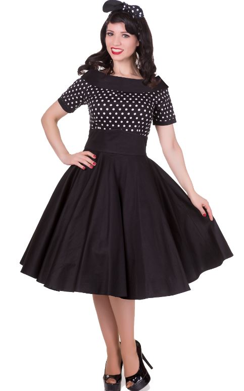 Darlene 50’s Style Swing Dress in black Polka Dot | The Retro Collection
